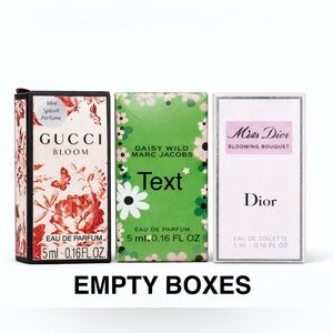 Prada, Dior, Marc Jacob’s, Versace, Chloe, Gucci Empty Boxes